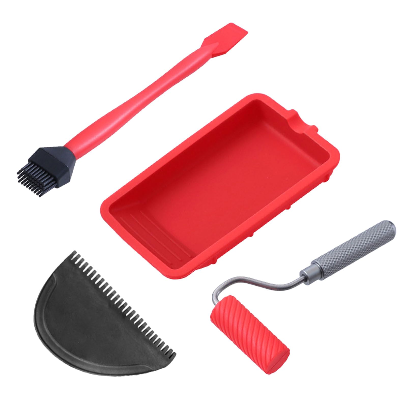 Silicone Crafting Roller with Tray for Large Surfaces Craft Projects Even Adhesive Application Aluminum Handle Adhesive Roller