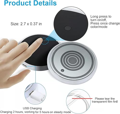 Miniatura 6 de Luces LED para portavasos de automóvil, 7 colores cambiantes, alfombrilla de carga USB, almohadilla impermeable para tazas, lámpara LED de atmósfera