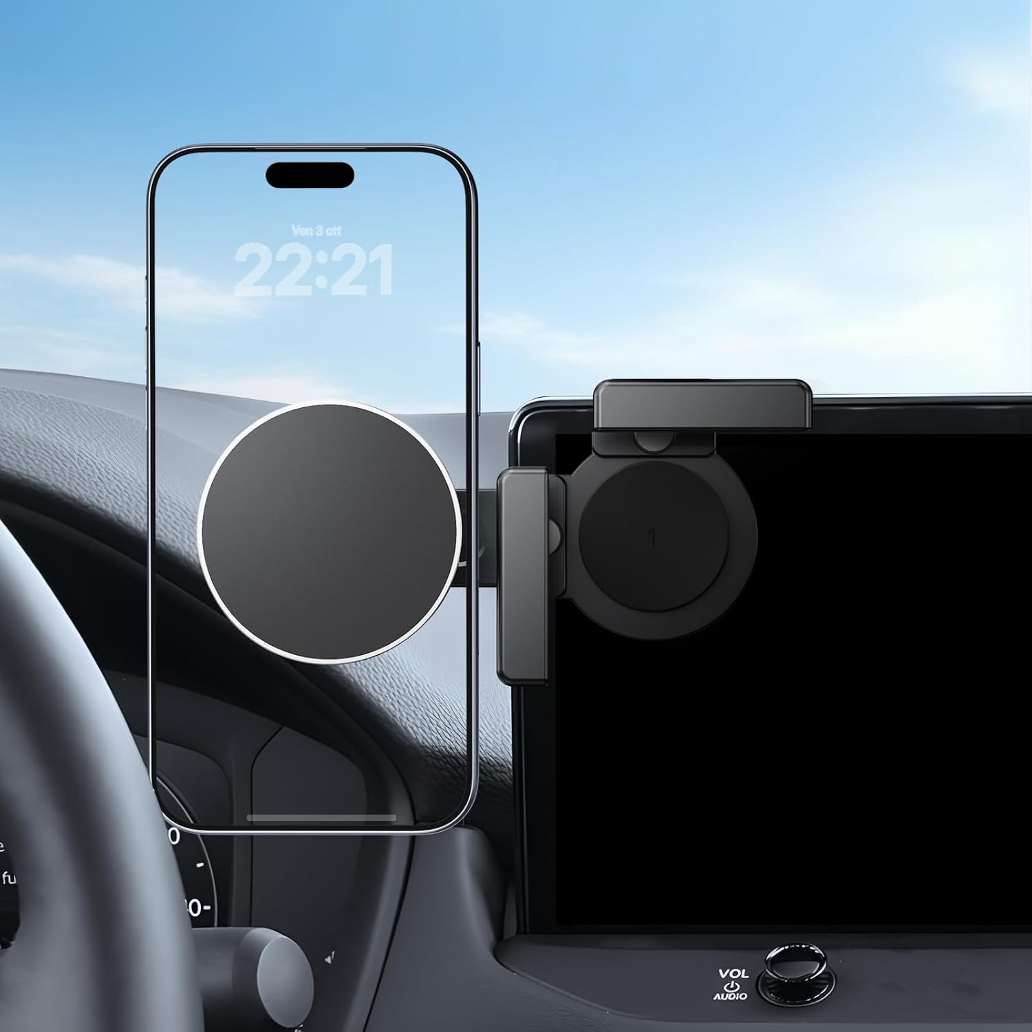 360° Adjustable Magnetic Phone Holder for Accord Hybrid 2023-2026 12.3 Inch, Screen-Friendly for MagSafe Magnetic Car Dash Phone Holder