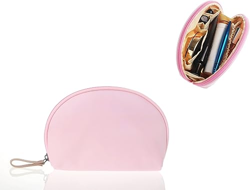 Miniatura 3 de Pequeña bolsa de maquillaje para monedero, portátil, impermeable, bolsa de cosméticos de viaje, bolsa de maquillaje para mujeres, Rosado, nailon