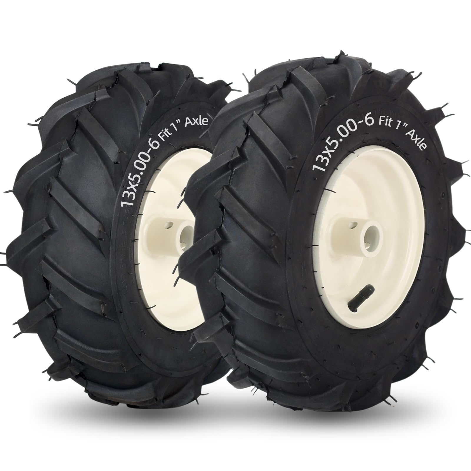 Photo 1 of GICOOL 13x5.00-6" Tiller Tire and Wheel, ?1" Axle Size?, 3-1/8" Centered Hub, 13x5-6 Super Lug Tractor & Trencher Tire Replacement
