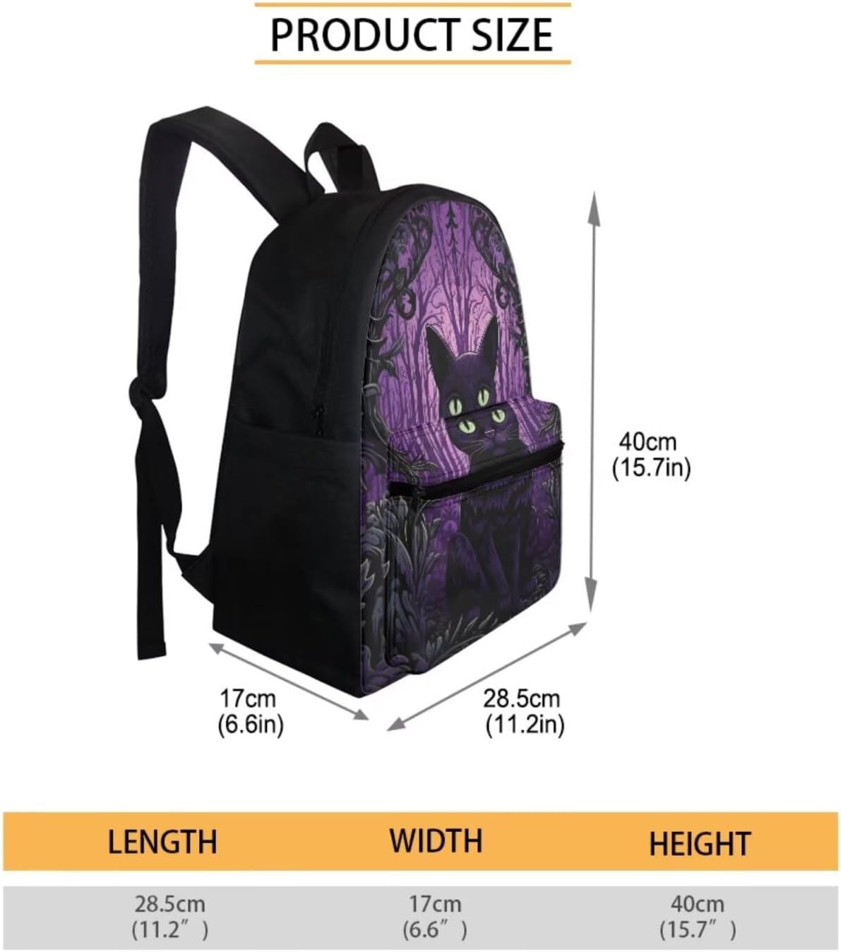 Purple Cat Backpack Set 3In1 Boys Girls School Bag with Lunch Box Pencil Bags Elementary Primary Schoolbag Travel Daily Satchel