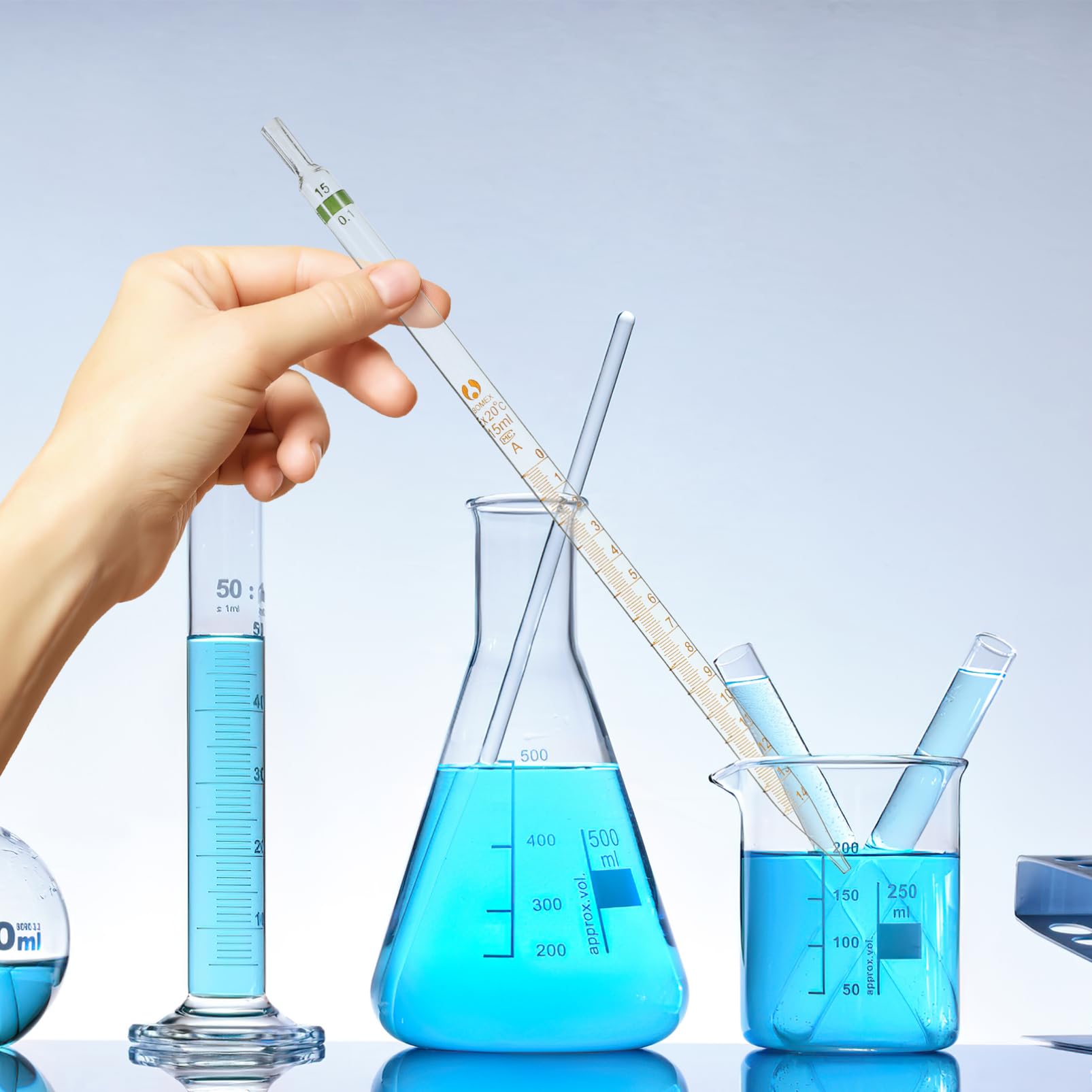 20 Stück Kalibrierte Glaspipetten mit Gerader Spitze Graduierte Pipetten aus Glas 15ml Fassungsvermögen Spülmaschinenfest für Laborbedarf Geeignet Zufällige Farbe