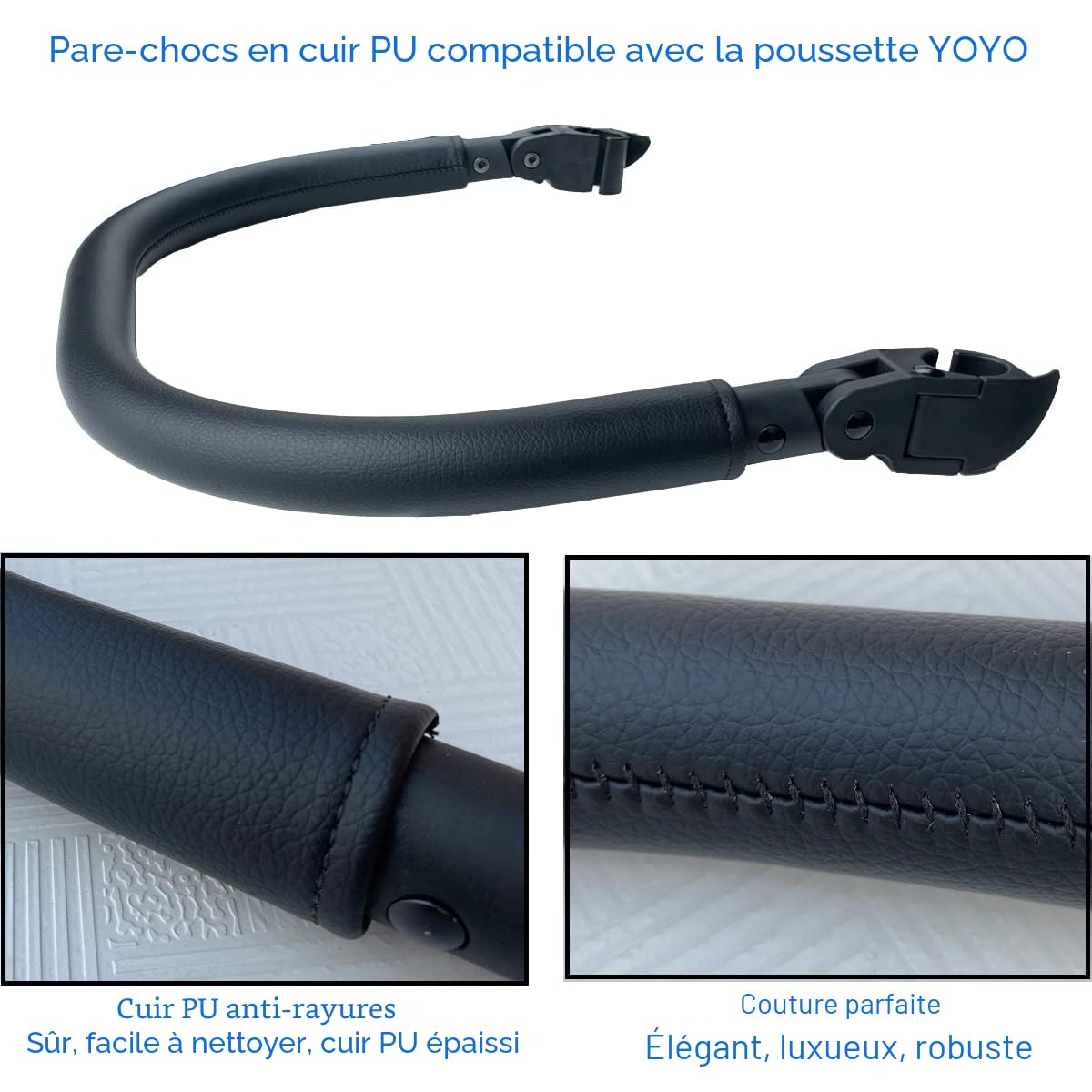 Barre pare-chocs poussette bébé compatible Babyzen YoYo 2 Yoyo+ noir