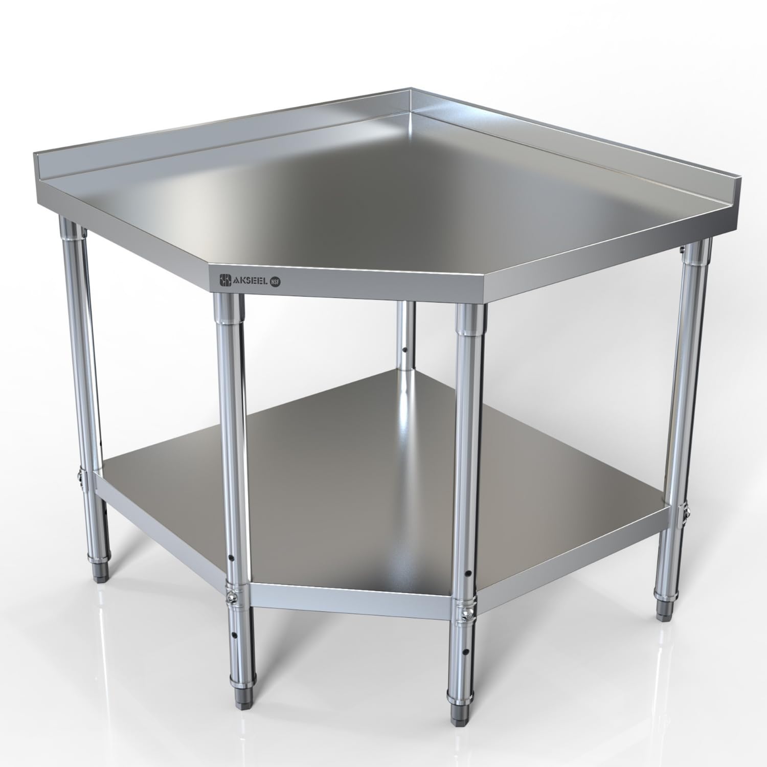 Akseel - Corner Stainless Steel Work Table - Food Prep Tables for