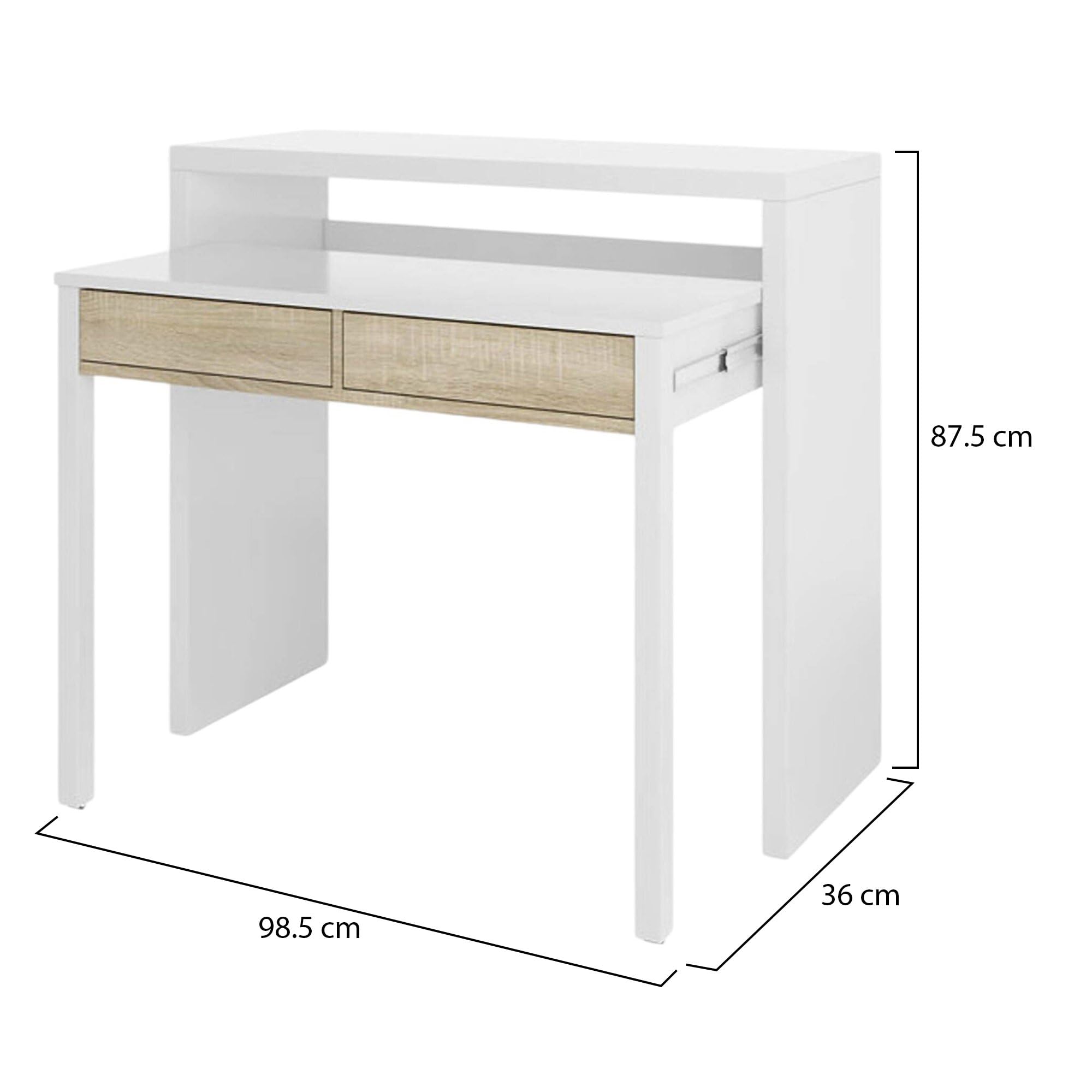 Habitdesign - MOD. 004582BO - Scrivania Estensibile, Dimensioni:98,5 x 87,5 x 36/70 cm di profondità.