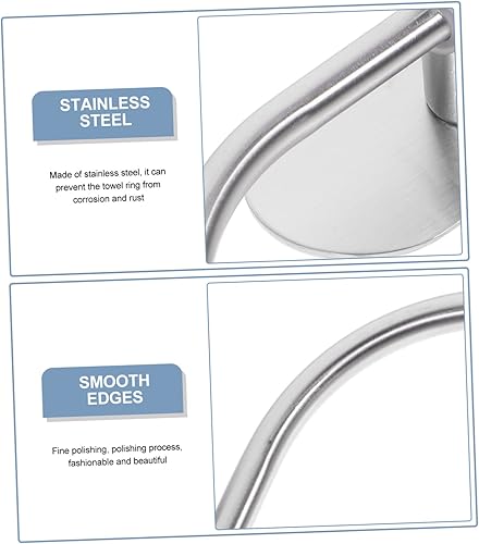 Miniatura 8 de DOITOOL Para montaje en pared, almacenamiento de baño, cocina, cuadrada, acero inoxidable, toalla de mano, baño, lavandería, redondo, anillo