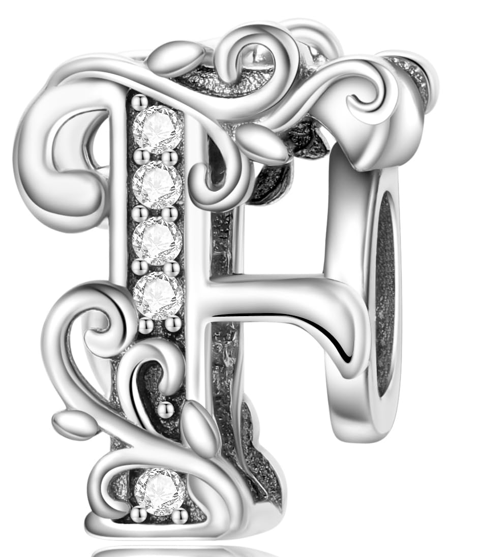 FLUFLO Charm Anhänger Damen Buchstabe A-Z für Armband 925 Sterling Silber Charms Beads passend für Pandora Armband und Halskette, Kompatibel mit Europäischen Armbänder für Frauen Mädchen X240