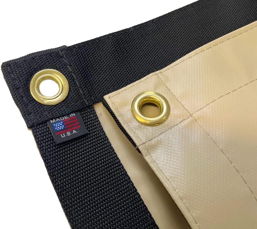 Tarp, Heavy Duty, Beige Waterproof, 18 Oz. Vinyl w/ Reinforced Edges (3' X 3' Feet)
