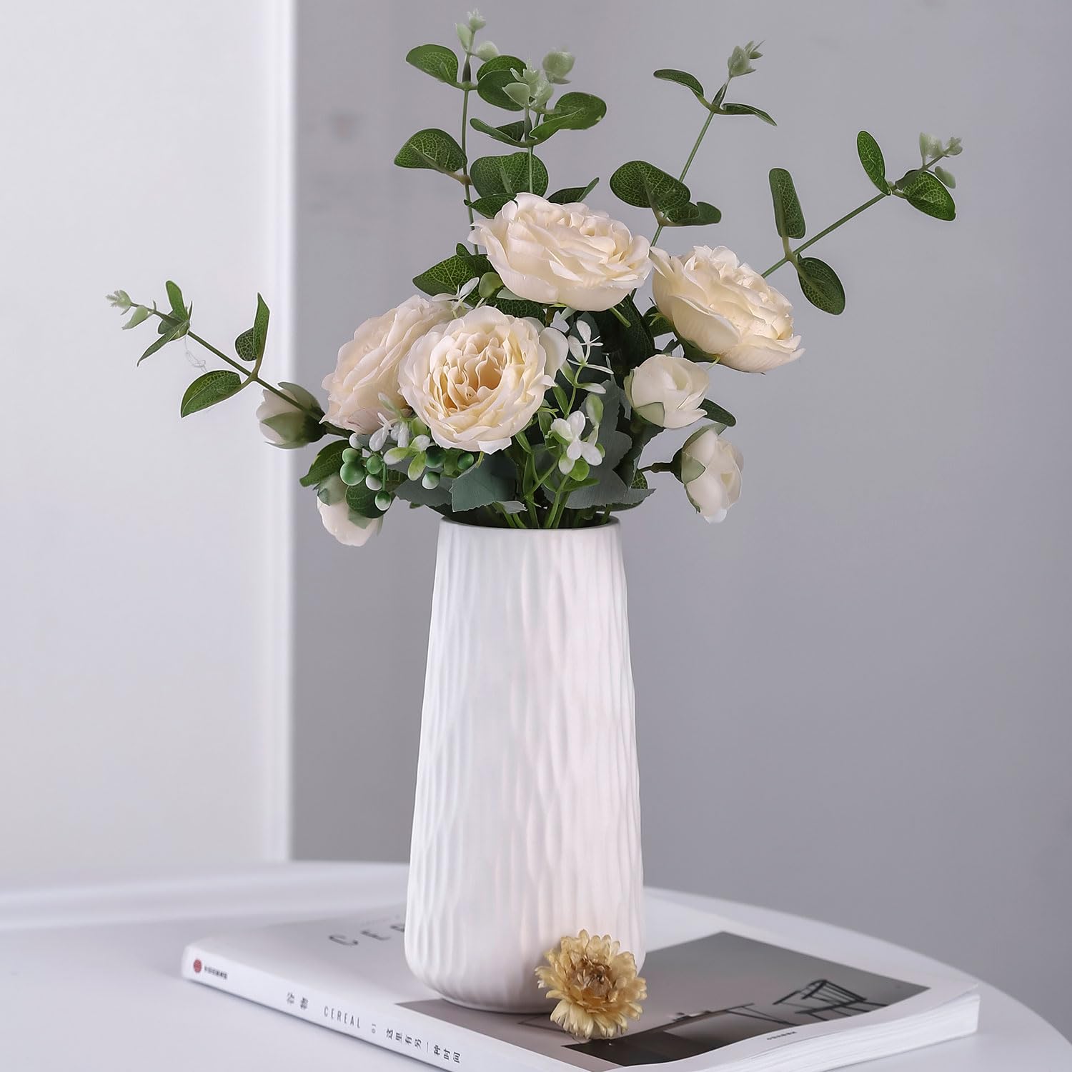 Minimalistische Weiße Vase, 17x15 Cm – Ideal Für Pampasgras, Blumen Oder Als Deko Für Couchtisch & Regal