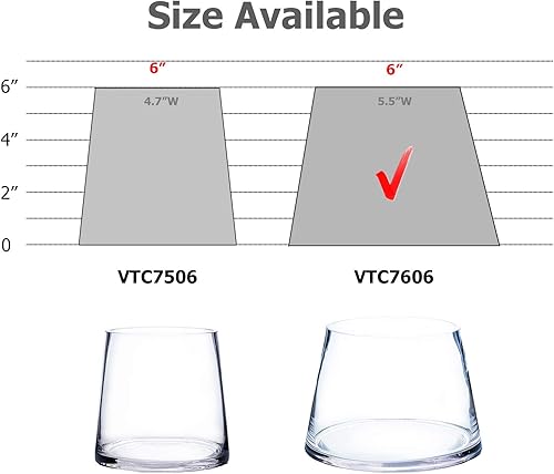 Miniatura 7 de WGV VTB8310 - Jarrón de vidrio cónico, ancho 5 pulgadas, altura 9 pulgadas, múltiples opciones de tamaño) Bloque cónico transparente para maceta