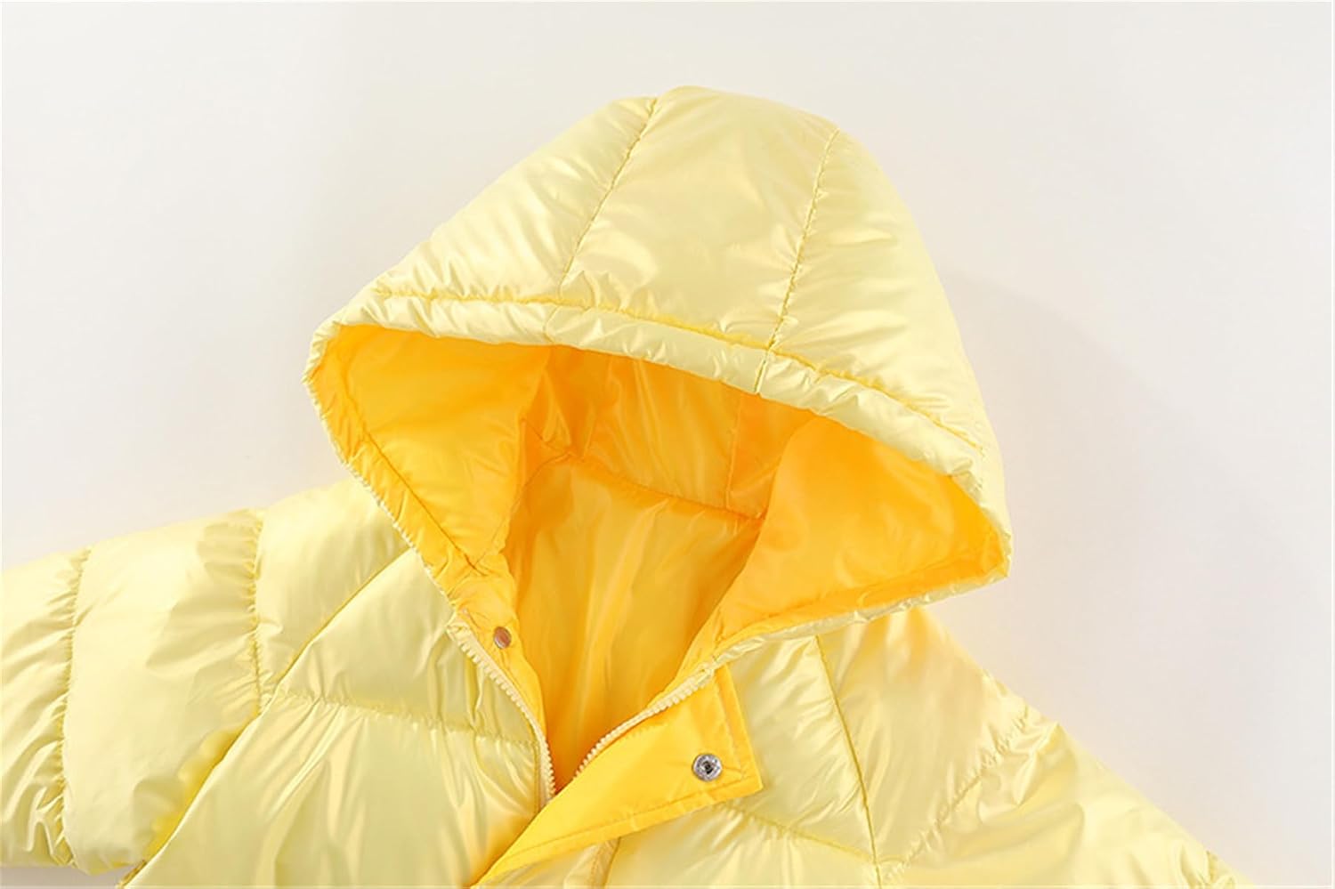 Little Girls Winter Warm Hooded Middle Long Sweety Down Jacket Zipper Pocket Puffer Outerwear Coat