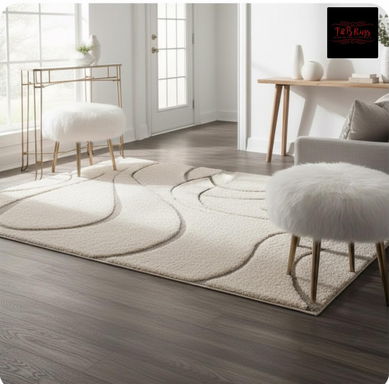 Luxurious Luck High Density Thick&Soft Shaggy Rectangular Carpet Plain Fur Rugs For Bedroom Living Room Feet Microfiber 2 Inch Pile Height 3X5 Feet Ivory Beige-image-38