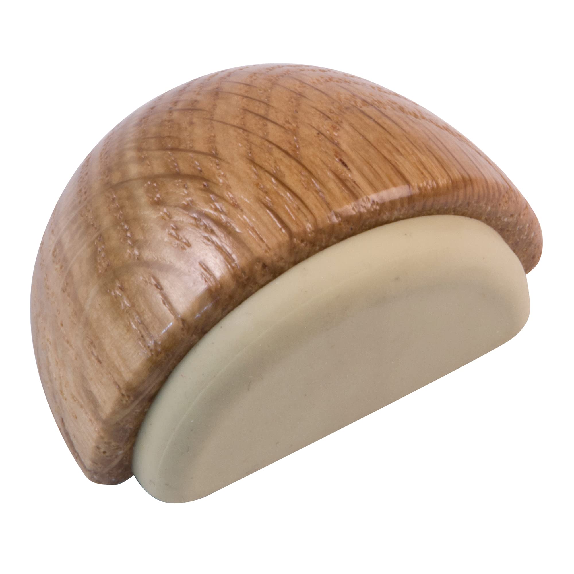 Amig Oak/Beige - Decorative Semicircular Adhesive Floor Stop Or Retainer In Wood With And Rubber Finish In Colour - Protects Walls And Furniture From Bumps - Diameter Ø45 X 25 Mm