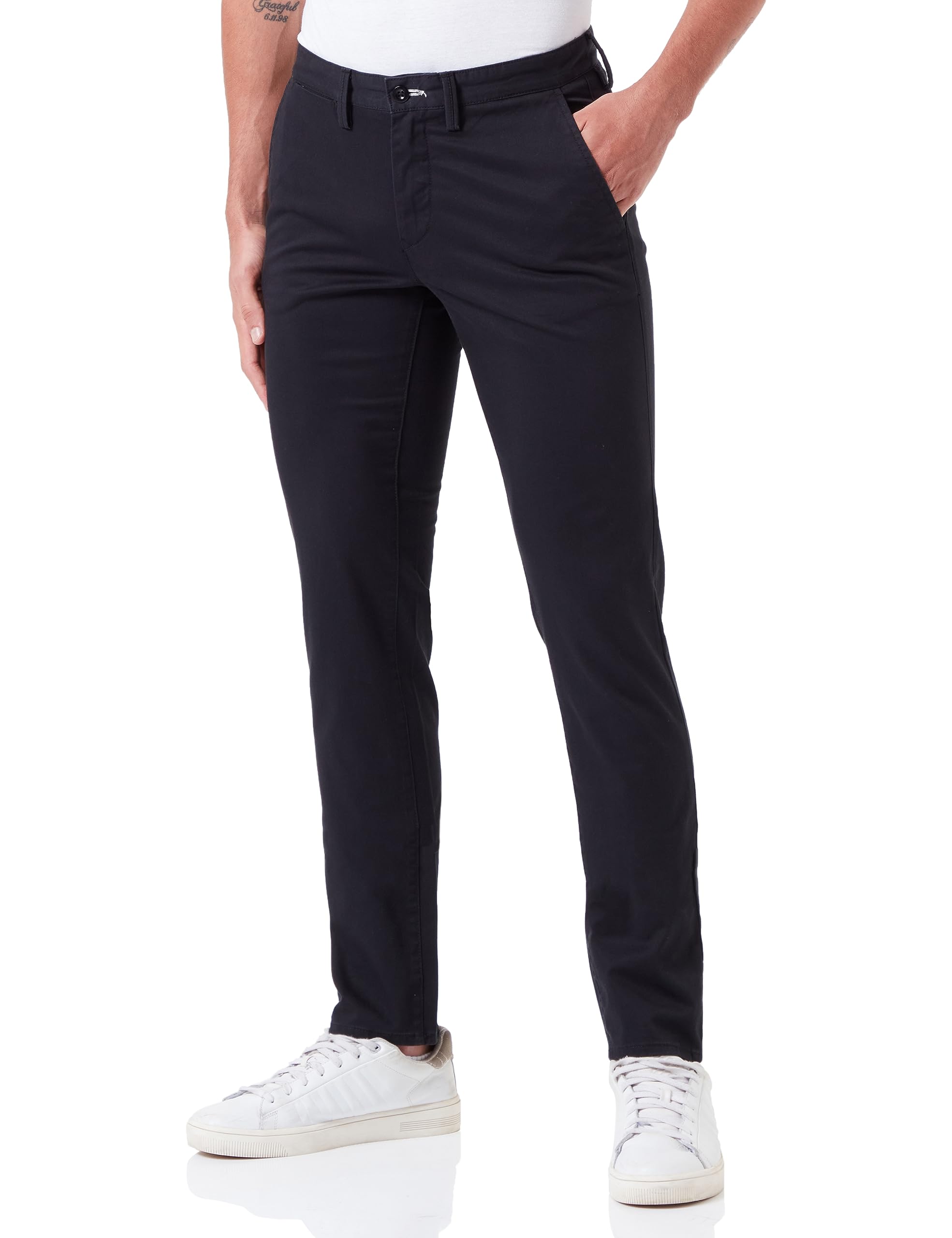 GANT Men's Slim Chinos Twill Chino Trousers Slim Fit, Black, 36 W/32 L