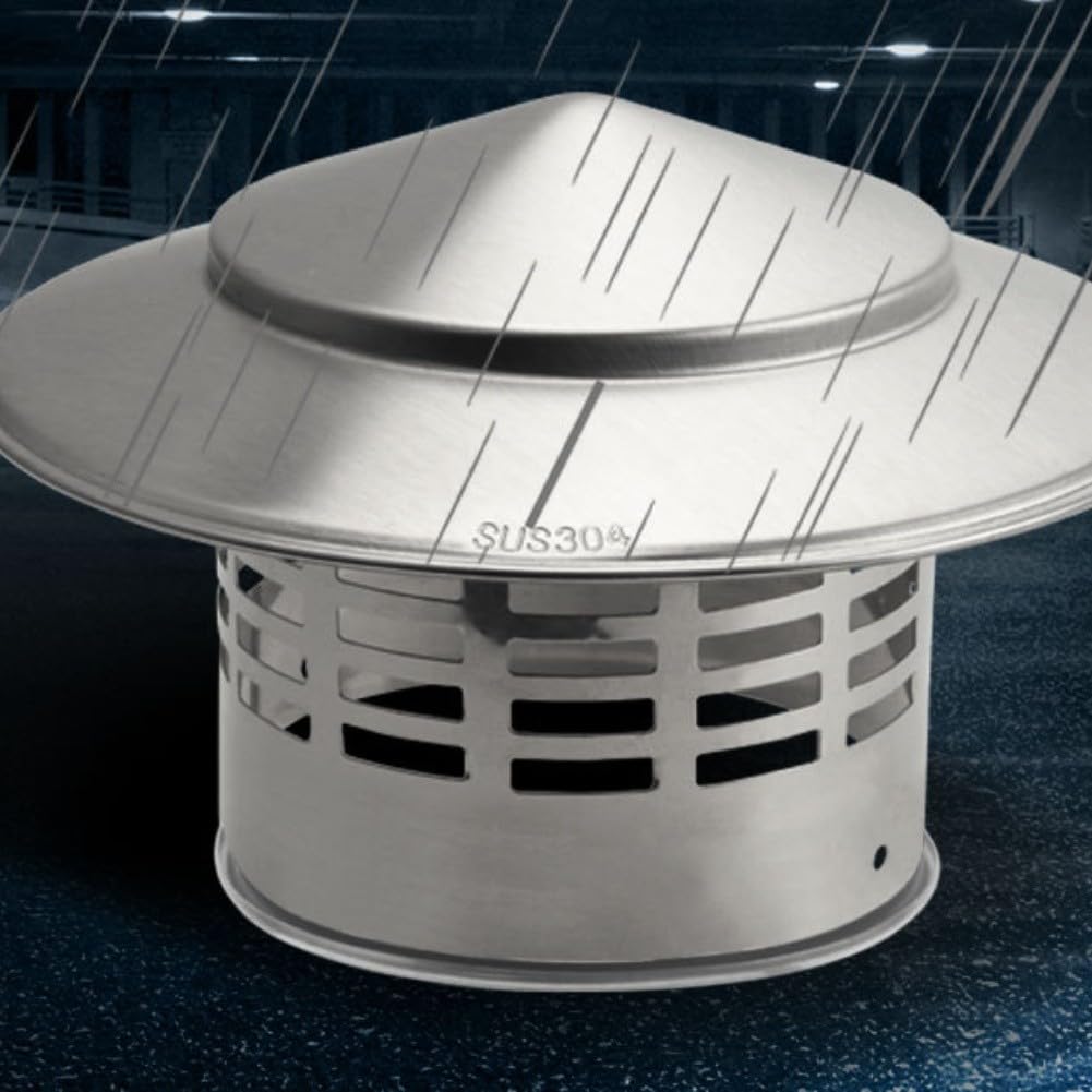 Resistente Acero Inoxidable sombrerete de Chimenea 304 Grade para Techo Ventilación con Seguridad Rolled Edges y Lluvia Guard (75)