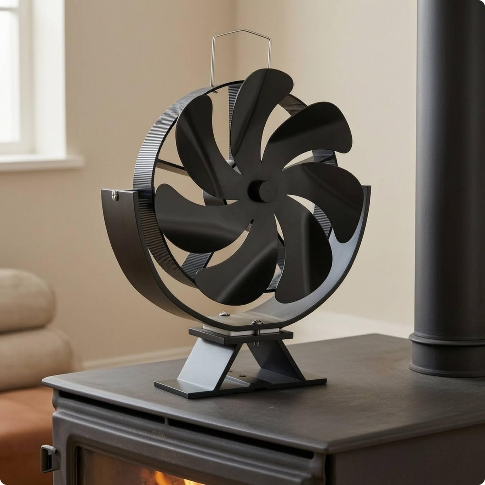 predolo Ventilador con Alimentación Térmica Silencioso Ventilador Autoalimentado Eficiente para Chimenea, Xz1310 7-Blade