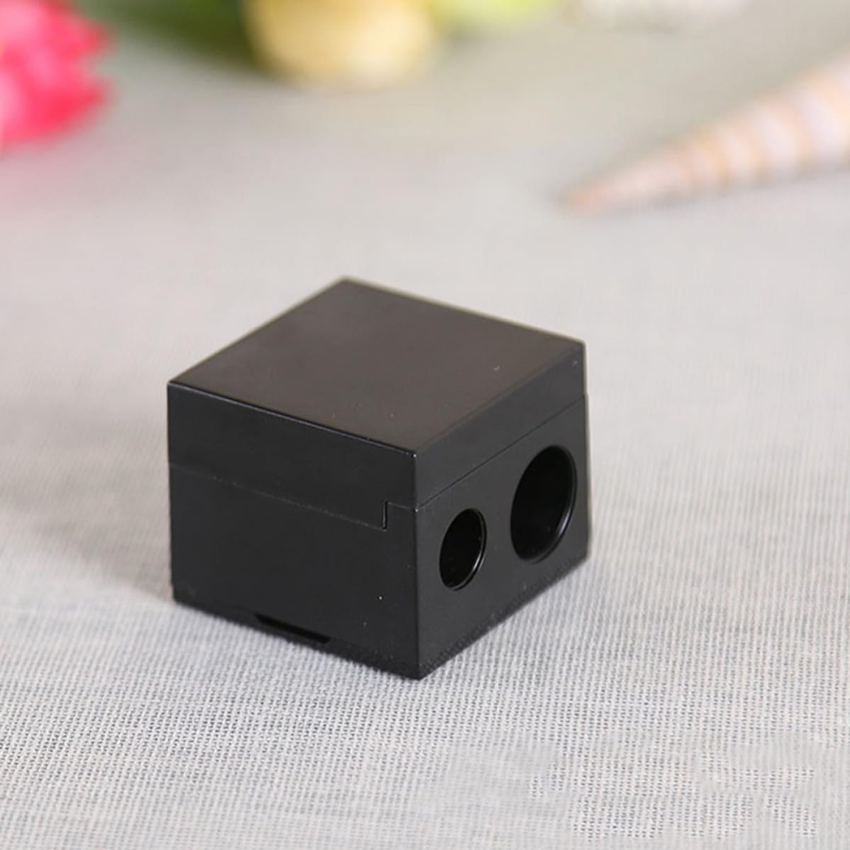 6pcs Makeup Sharpener Double Hole Plastic and Stainless Steel Manual | Black Finish, for Pencils and Crayons, Classroom and Office Use
