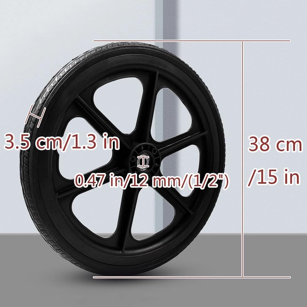 Ruedas De Repuesto para Silla De Ruedas De 15 Pulgadas, Conjunto De Rueda Trasera De 16 X 13/8, Rueda Trasera De Neumático Sólido para Piezas De Repuesto De Sillas De Ruedas Man, Black, 38 cm/15 in