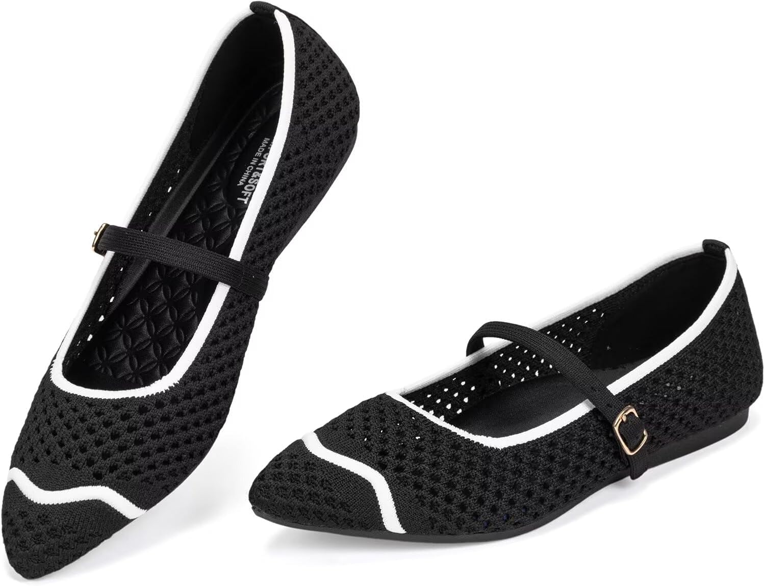 Frank Mully Mesh Ballet Flats for Women Comfy Washable Flexible Breathable Casual Work Office Walk Pointed Toe Ballerina Shoes