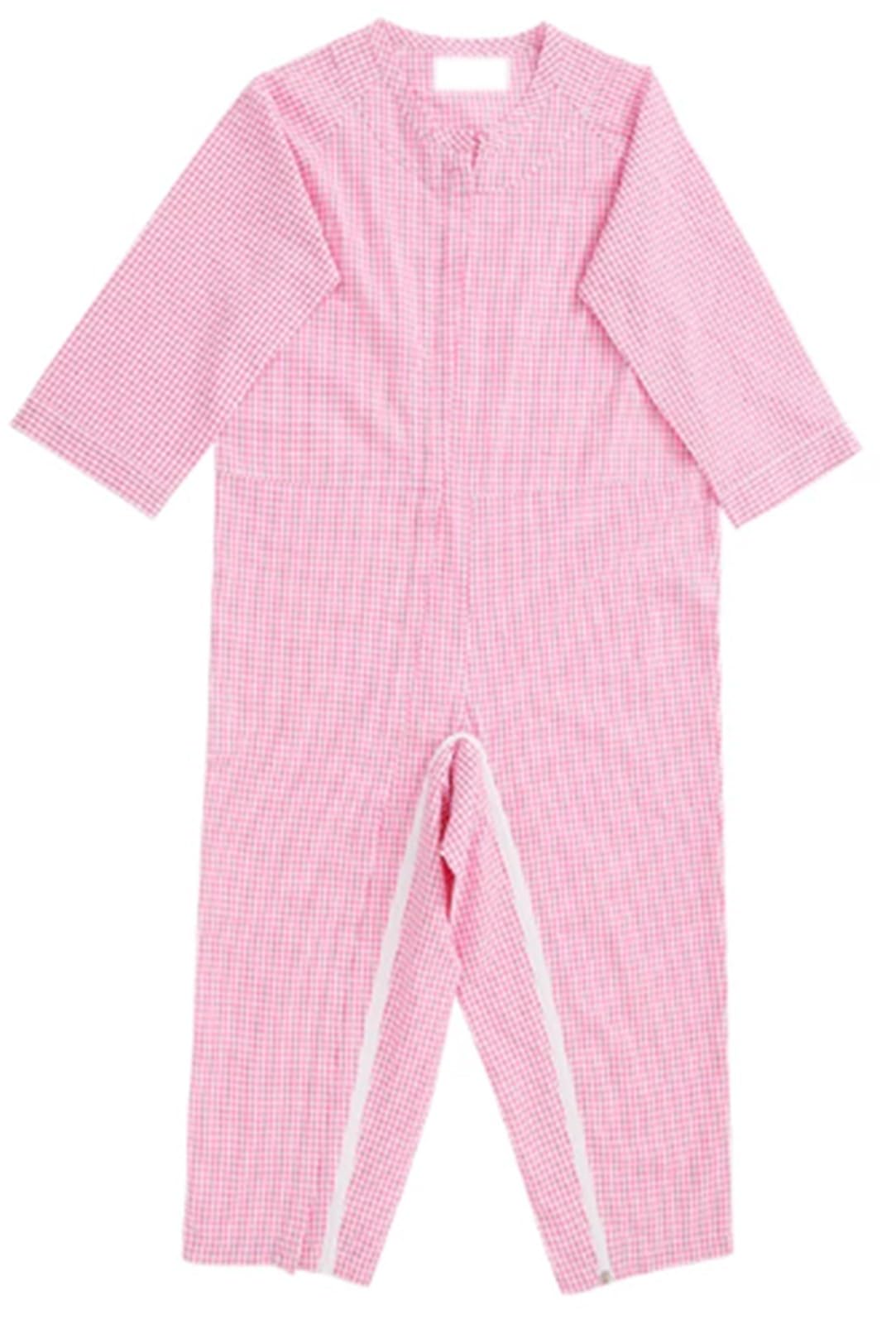 BLUEZY Pijama Sanitario para Ancianos Enterizo De Algodón Incontinencia Antitiras, Adulto Paciente Médico Vestido Tear Away Jumpsuit B,L