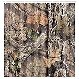 JAWO Camo Hunting Shower Curtain, Mossy and Oak Camouflage Patterns, Country Farmhouse Fabric Shower