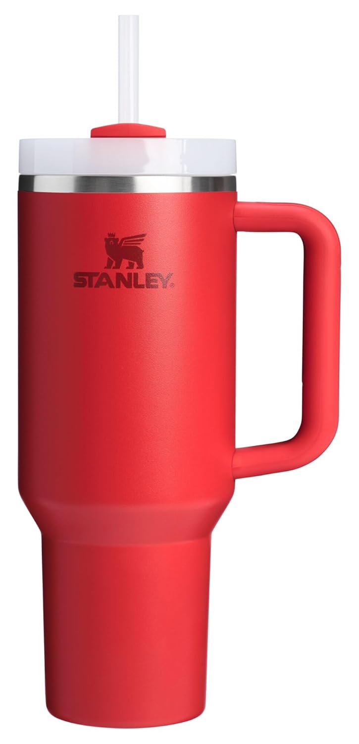 Stanley Quencher H2.0 Tumbler with Handle and Straw 40 oz Flowstate 3-Position Lid Cup Holder Compatible for Travel Insulated Stainless Steel Cup BPA-Free Chili Red