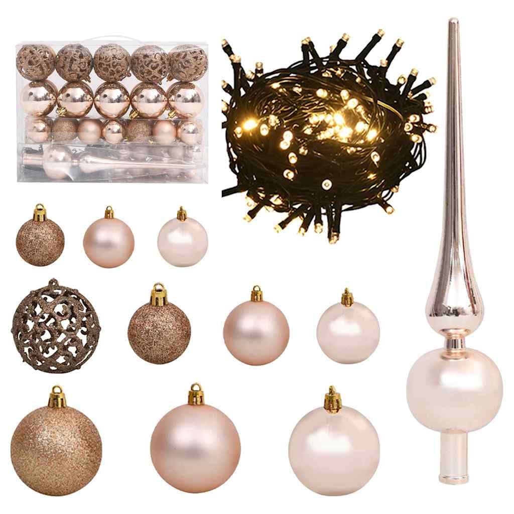 150cm LED Kunstbaum warmweiß 150LED 720PVC Kiefernzapfen+61Kugeln platzsparend für Wohnzimmer Wintergarten Garten Büro