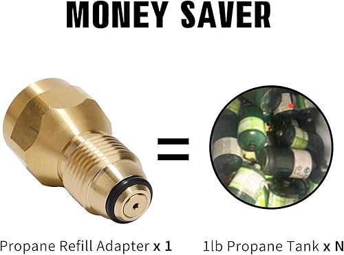 Miniatura 4 de Roastove Adaptador de recarga de propano de tanque de 1 libra, adaptador de propano POL, adaptador de llenado de propano para botella de propano