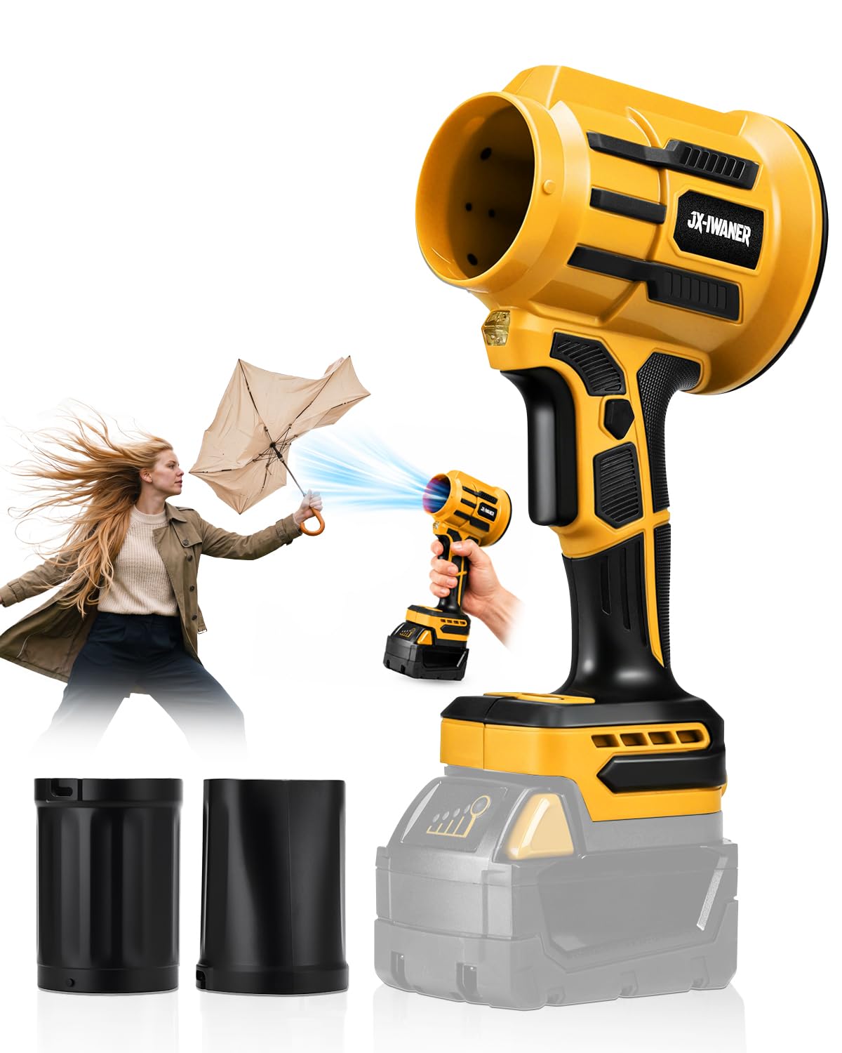 Soffiatore per foglie senza fili, per DeWalt 20 V batteria, portatile, professionale, con motore ad alta velocità, per la pulizia del patio, la cura del prato, soffiaggio di foglie e polvere (senza