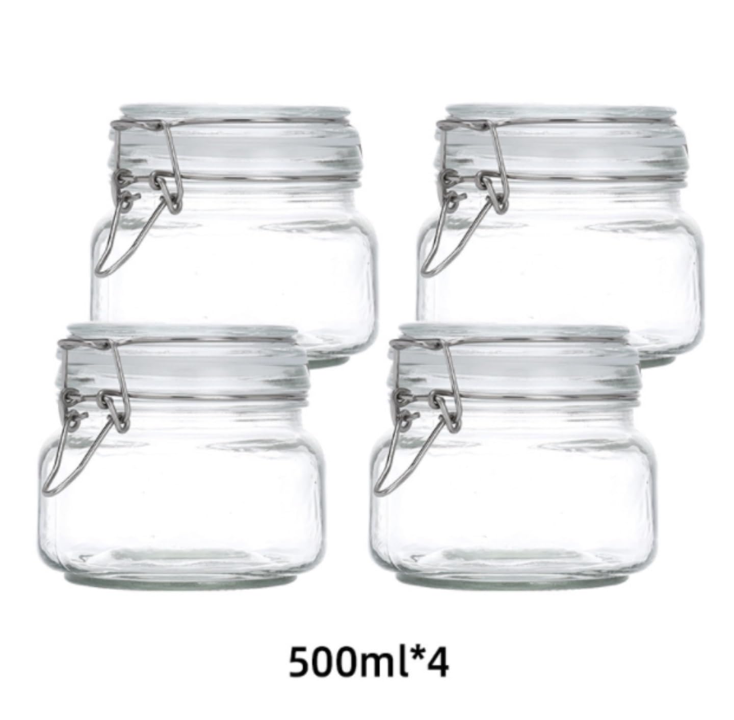 Botes Cocina Almacenaje Juego De 4 Tarros Cristal Cuadrados Con Tapa For El Hogar, La Cocina, Manualidades, Decoración Y Aperitivos Tarros De Cristal Con Tapa(500ml)