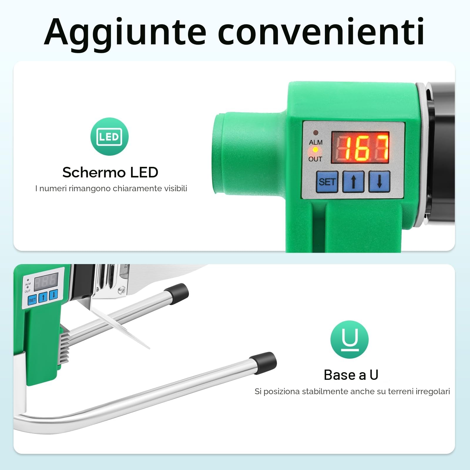 Saldatrice per Tubi dell'acqua 1500 W, Kit saldatrice per Tubi con Display Digitale Saldatrice 25-385 ℃, per Tubi Saldatrice in Plastica 20/25/32 mm, per PPR PE PP