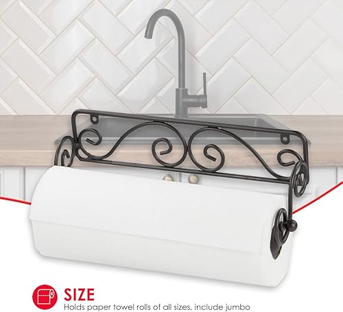 Miniatura 4 de Home Basics Soporte para toallas de papel montado en la pared con diseño de desplazamiento  Gran ahorro de espacio  Colección de pergaminos  Acero