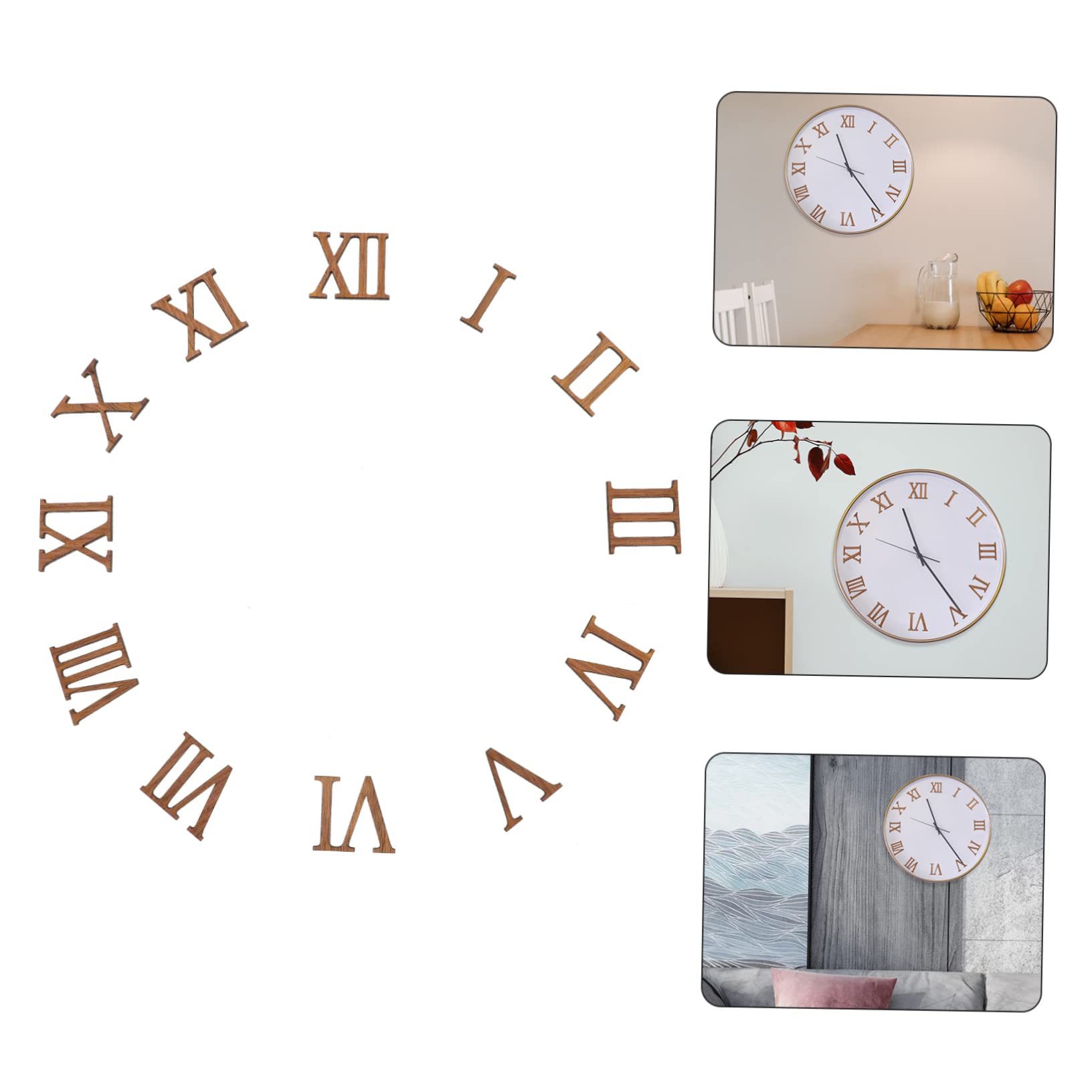 VILLCASE 36 STK Ersatz Uhrnummern Wanduhrzahlen Ziffern für Ziffernblatt Holz Light Brown