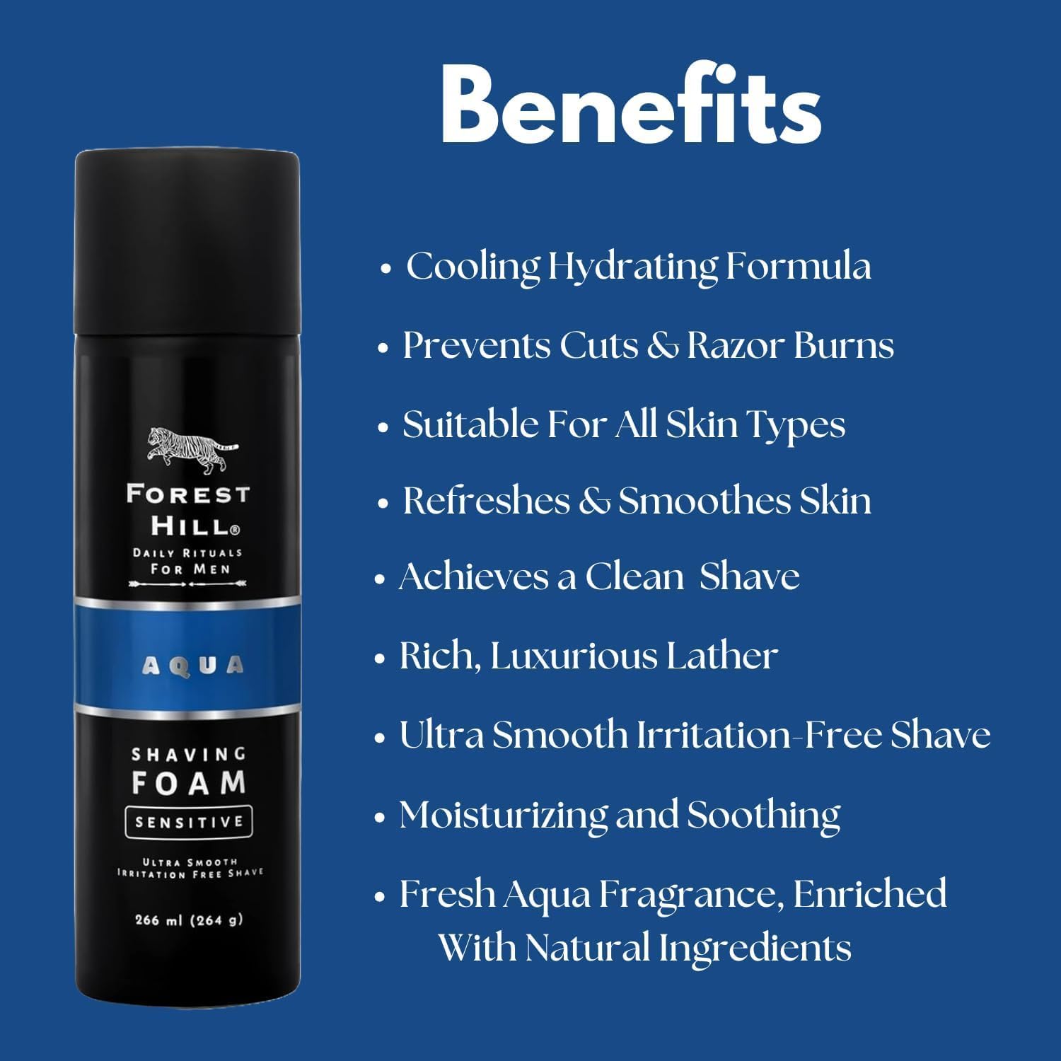 Forest Hill Men Grooming Gift Set, Pack of 3 Luxury Shaving Kit, Ashford Post Shave Balm 100ml, Aqua Shaving Foam 266ml and Easy Grip Soft Hair Lincoln White Shaving Brush, Ideal For Personal and Professional Salon - Image 9 thumbnail