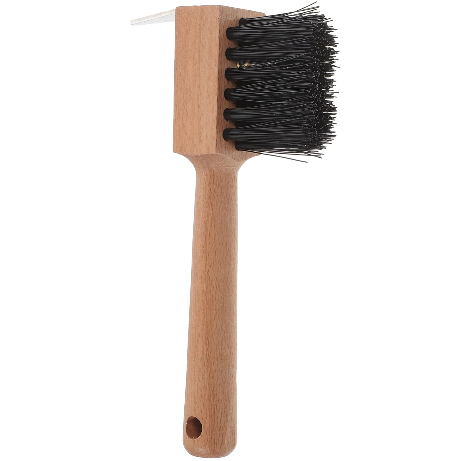 POPETPOP Horse Hoof Brush with Wooden Handle 6.7 Inch Hoof Pick and Trimming Tool for Horses Cattle Donkeys Livestock Grooming and Maintenance Easy Storage