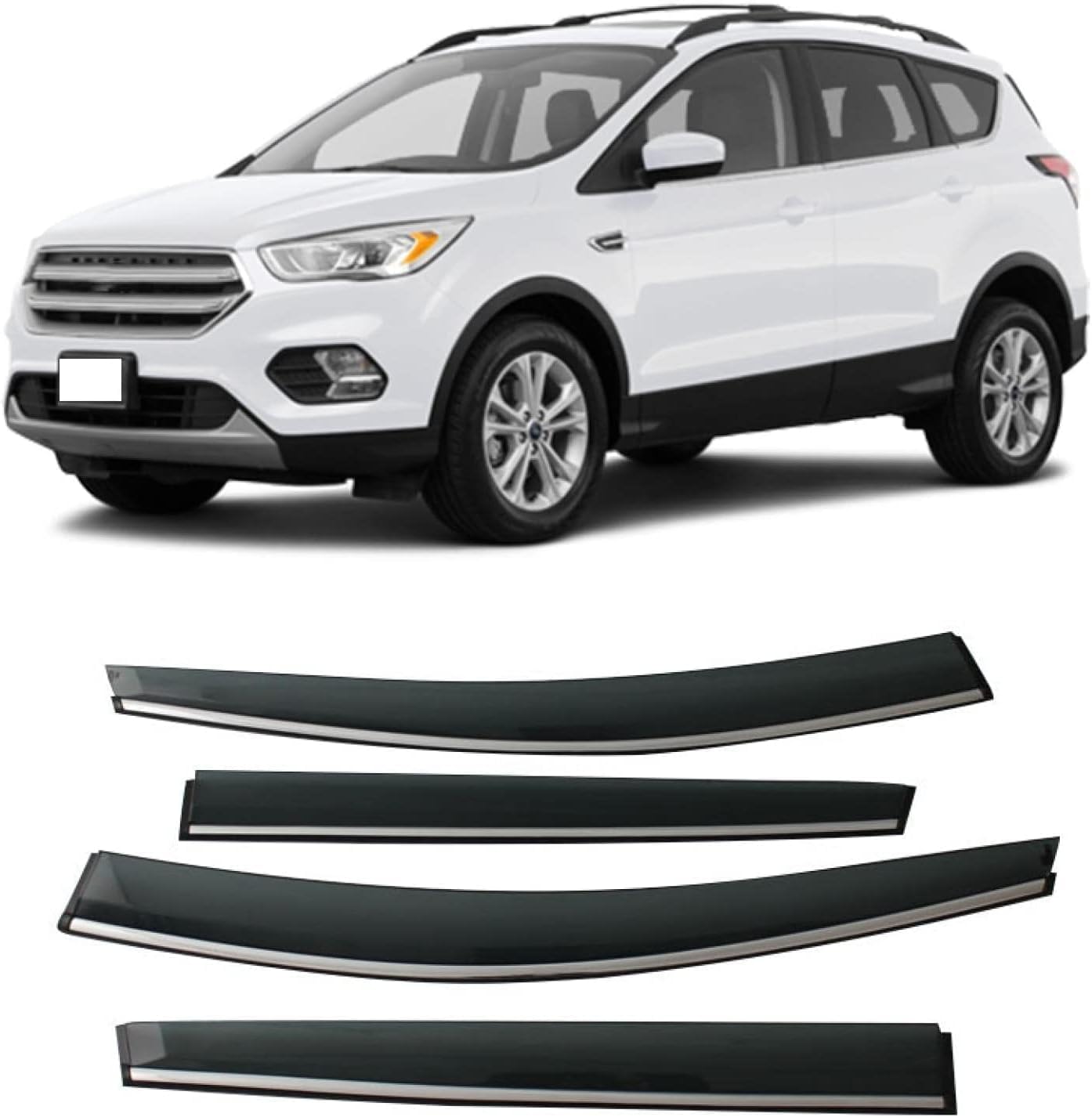 PANXUC Car Wind Deflectors for Ford Kuga Escape 2013-2019, Side Window Wind Rain Deflector Window Visor Sun Rain Guard Smoke Guards