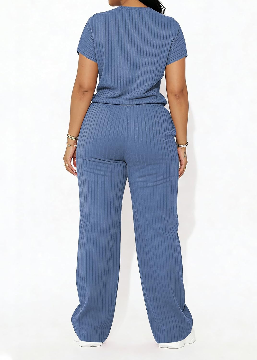 BXBY Two Piece Sets for Women Summer Pleated Ruffle Hem Sleeveless Top Wide Leg Pant Outfits Casual Vacation 2025 Tracksuit - Image 3