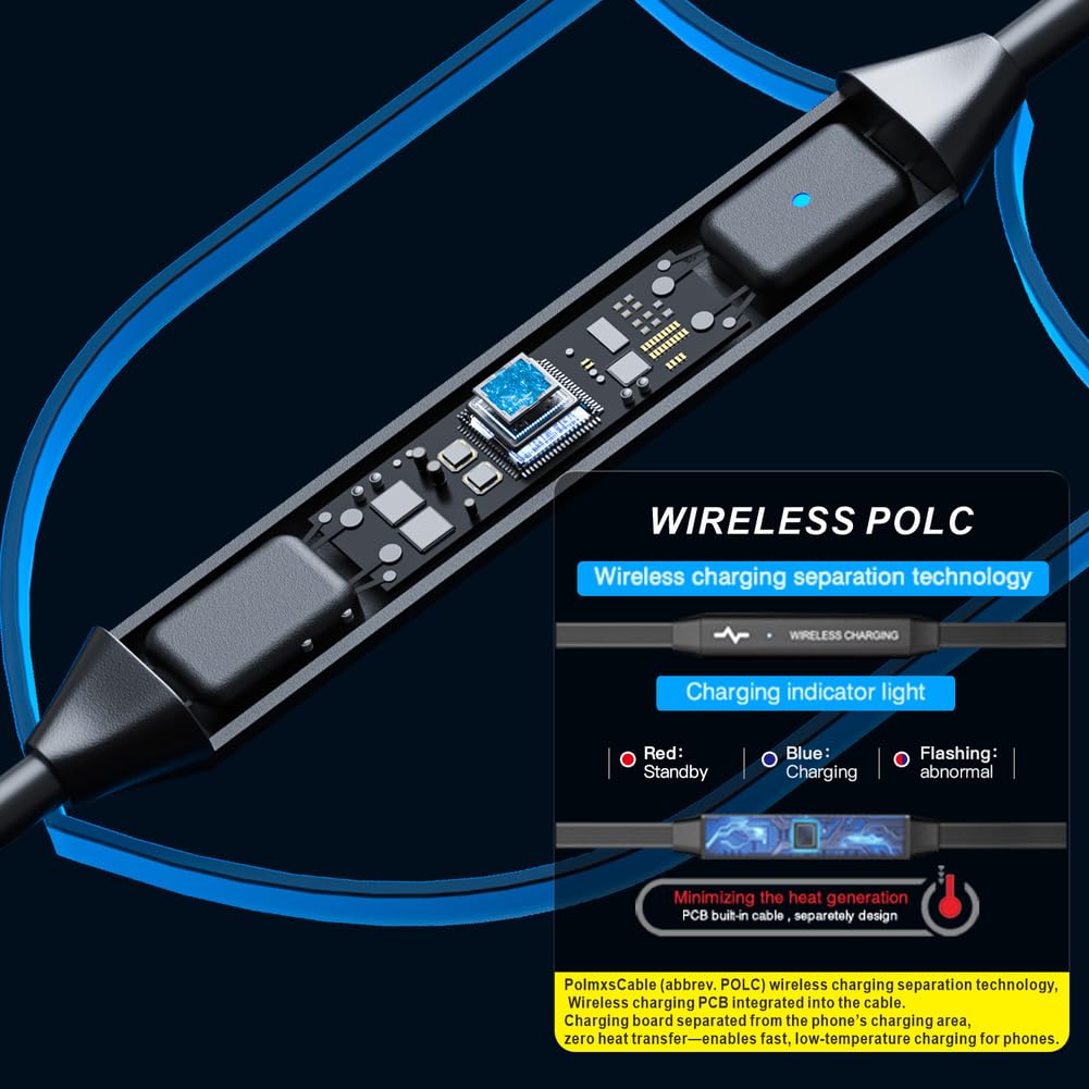 1 caricabatterie wireless per auto, 20 W, ricarica rapida con luce RGB, tappetino antiscivolo per iPhone per Android, supporto magnetico per cruscotto auto, ABS nero, uso domestico e auto (cavo