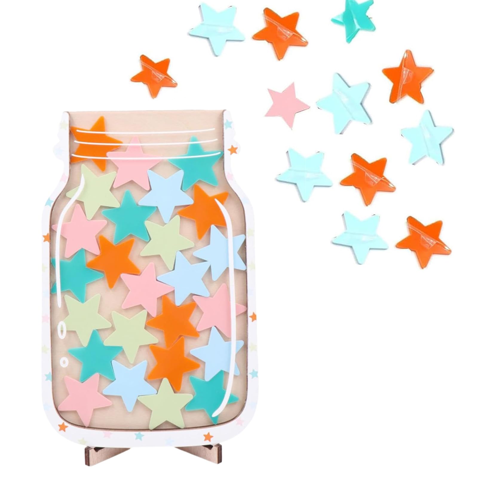 Personalized Magnetic Reward Jar - 25 PCS Reusable Stars, Reward Jars for Children Potty Training/Classroom Behavior Management Tools/Good Behavior Rewards Star Jar, Reward System(Star)