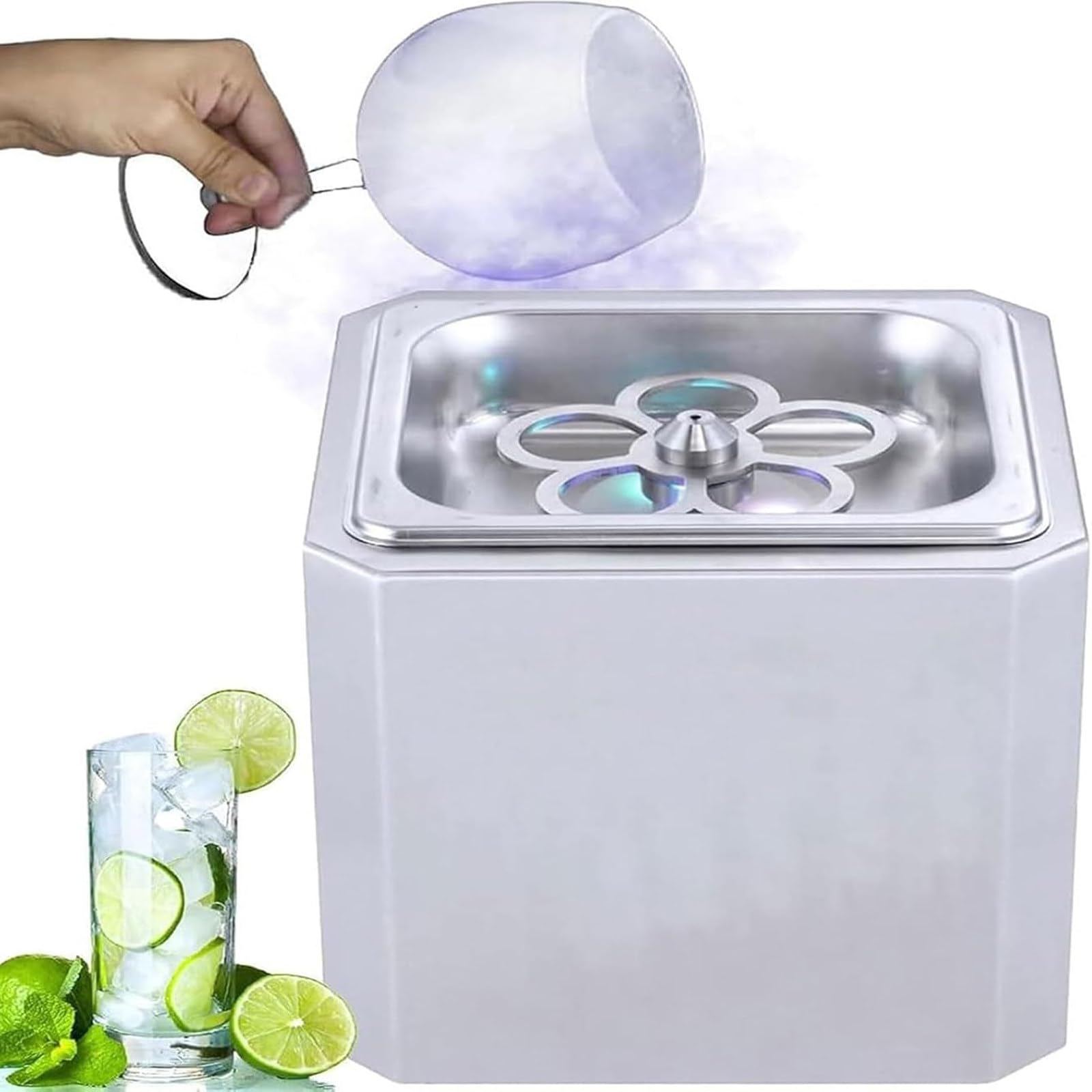 Refrigeratore di vetro,Froster di vetro CO2,con luce LED,refrigeratore istantaneo di bevande per cocktail,birra,bevande miste, vino,bar,ristorante,cucina