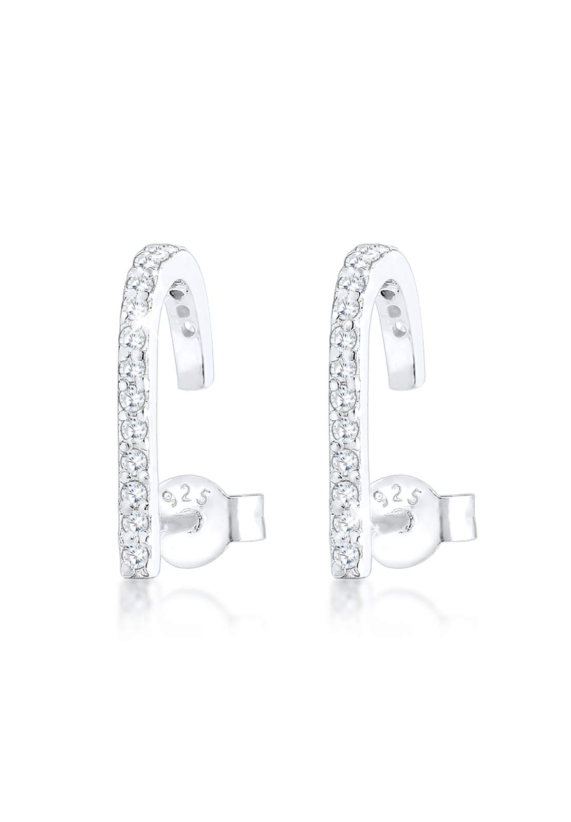 Elli Women Silver 925 Sterling Silver Geo Zircon Earrings