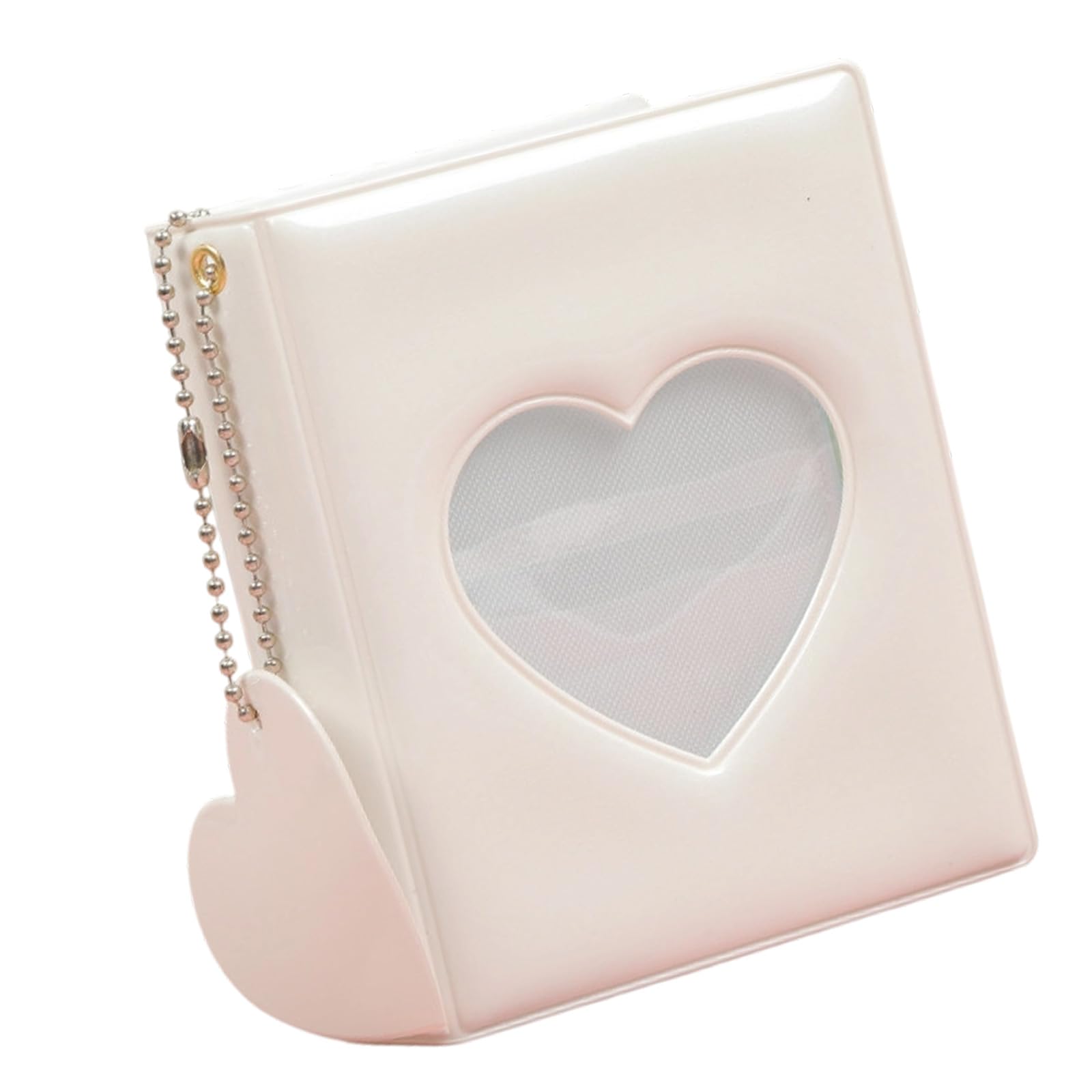 3Inch Small Photo Album with Heart Cutout and 32 Pocket Photocard Collect Binder Book for Idol Fan and Memory Records Photo Collection Album