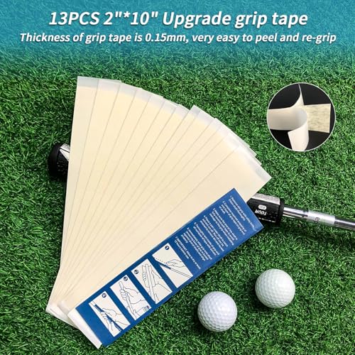CRESTGOLF Golf Grip Kits for Regripping Golf Clubs- All-in-One 13 PCS Golf Grip Tape (5cm*25cm), Solvent, Grip Tape Remover,Hook Blade & Rubber Vise Clamp | Pro Regripping Tools Secure Replacement - Image 3