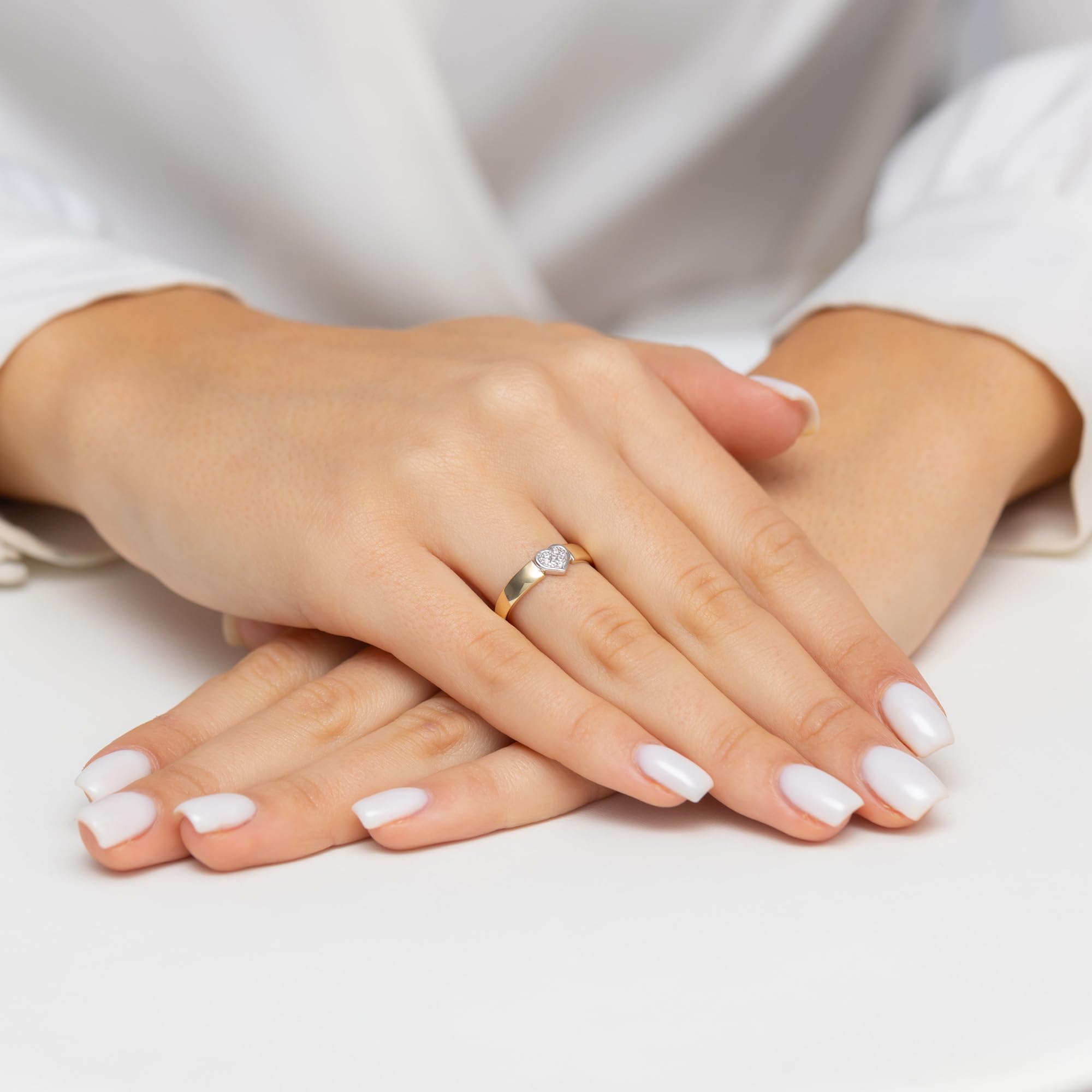 MARKO Goldring Damen 333 Echtgold mit Herz und funkelnden Steinen – Ring Gold Damen 8 Karat, Verlobungsring Damen, Promise Ring, Goldschmuck