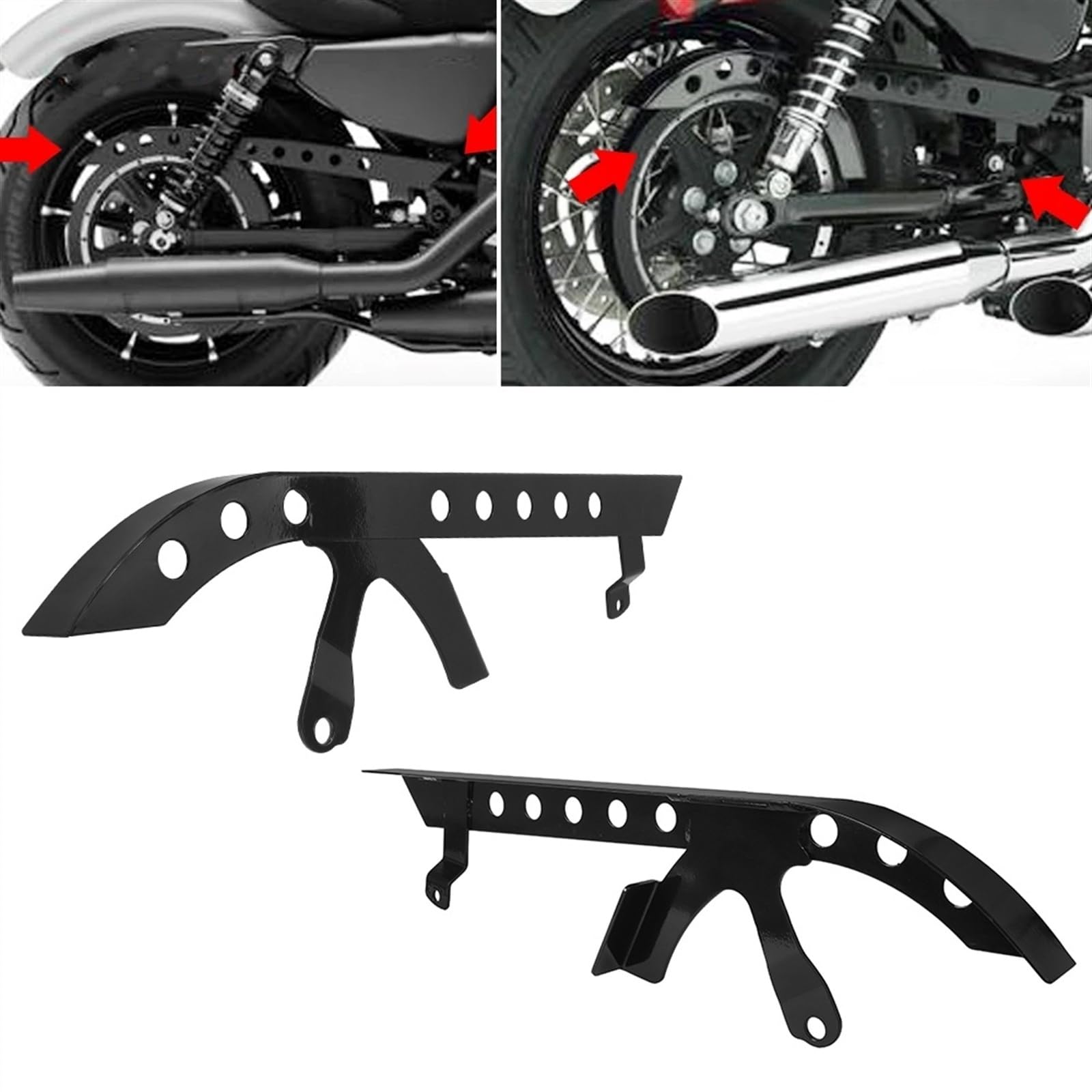 Generisch Riemenscheibenschutz for hinten, for Motorräder, schwarze Antriebsscheibenabdeckung, kompatibel mit Harley Sportster XL 883 1200 48 72 SuperLow Nightster 2004–2018