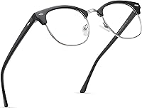 Vista 1 de Lentes de bloqueo de luz azul, vintage, medio marco, lente transparente UV, antifatiga ocular, gafas de juegos para computadora para mujeres