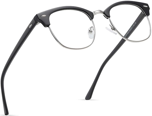 AOMASTE Blue Light Blocking Glasses Vintage Half Frame UV Clear Lens Anti Eyestrain Computer Gaming Glasses for Women
