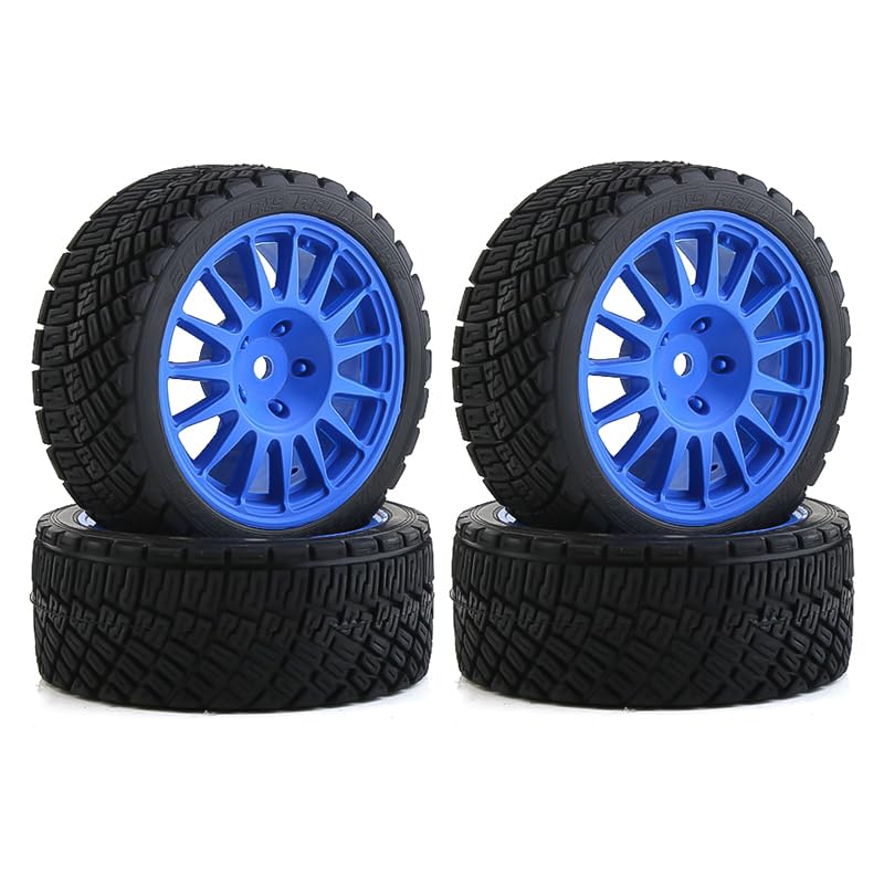 WLYEJEA 4PCS 1/10 RC Tires 67mm RC On-Road Tires Hard Plastic Wheel Rim 12mm Hex Fit for 1/10 RC On-Road Car TRAXXAS Tamiya TT01 TT02 XV01 Kyosho HSP HPI