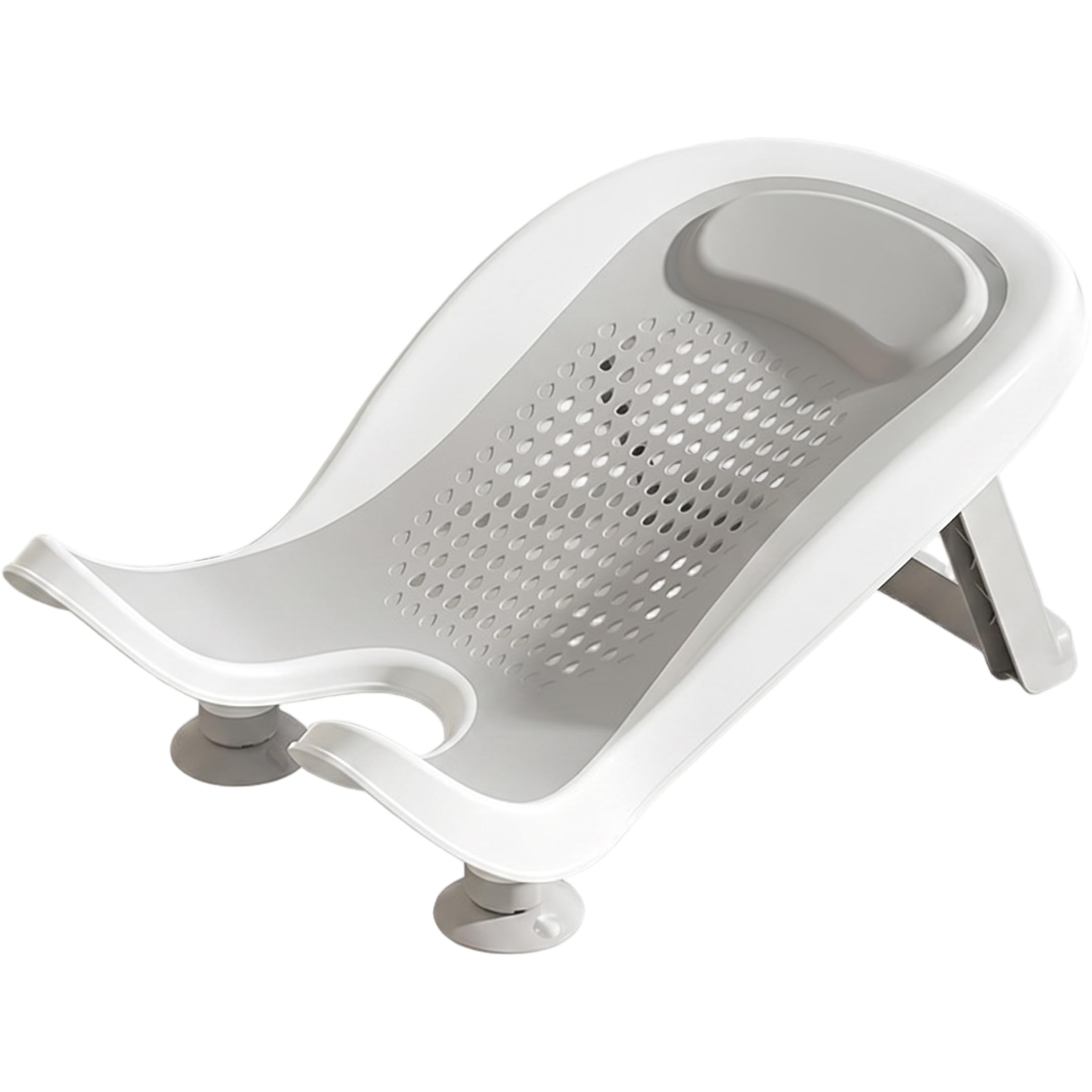 Sedili da bagno, Supporto per bagnetto, Vaschetta ergonomica per neonati con ventosa e soluzione per lavabo antiscivolo per gambe per 0-12 mesi - Grigio
